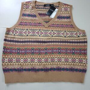 Lauren Ralph Lauren Fair Isle Cotton Vest 2XL NWT
